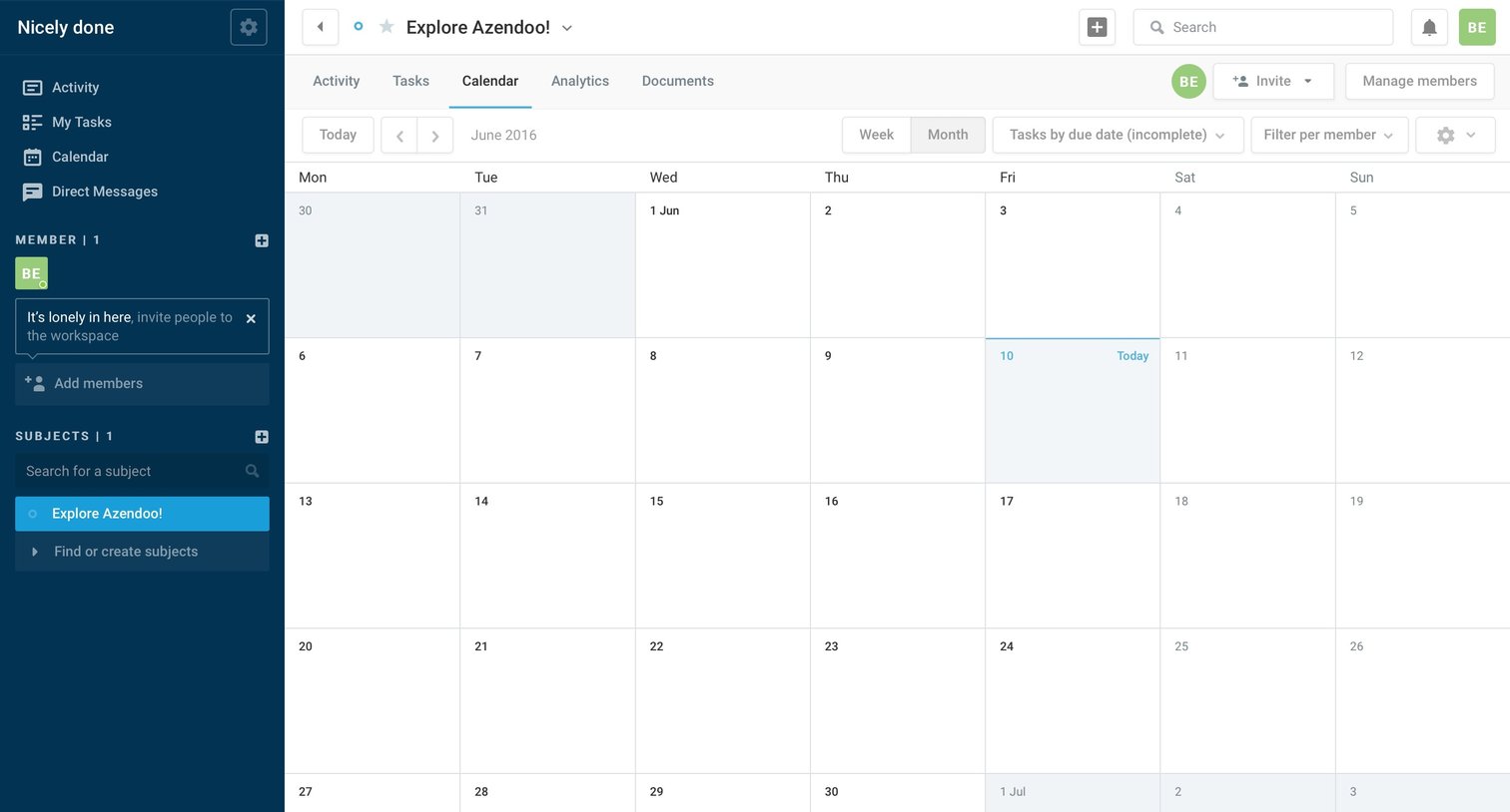 Azendoo - Calendar screen