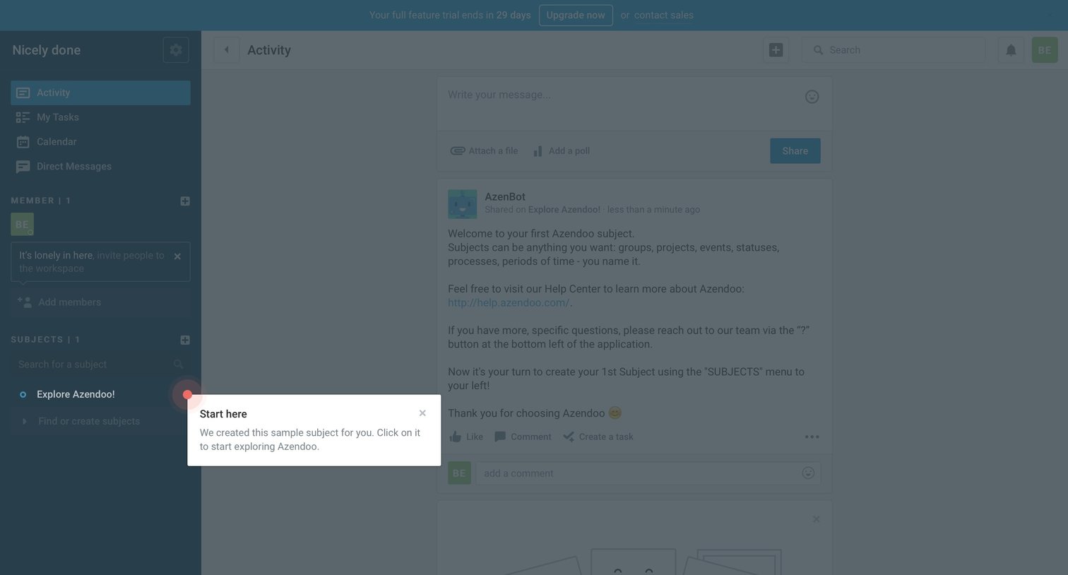 Azendoo - Onboarding screen