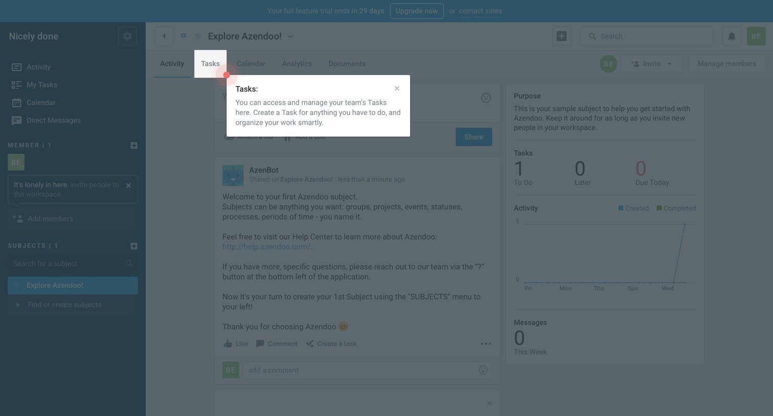 Azendoo - Onboarding screen