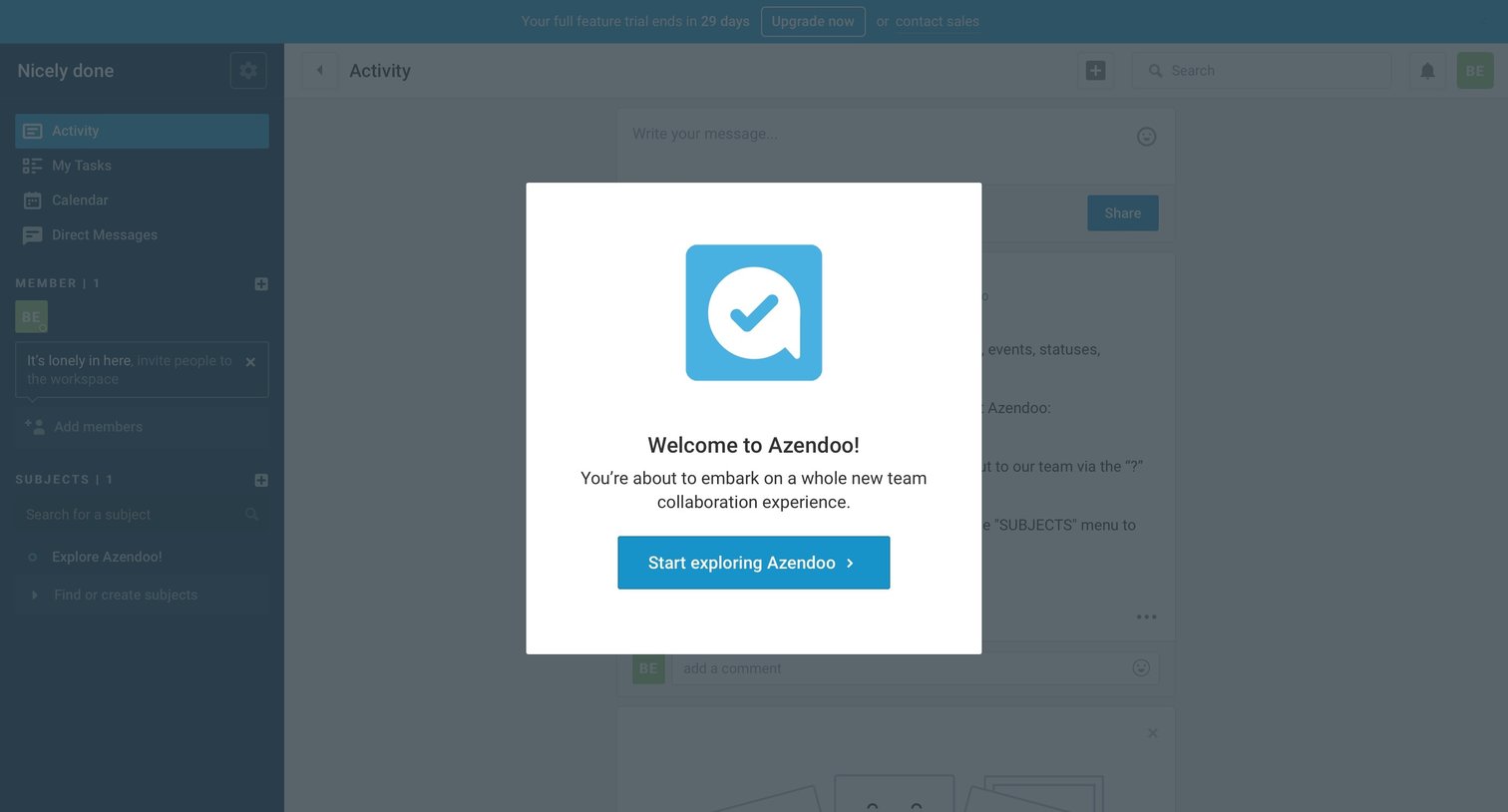 Azendoo - Onboarding screen