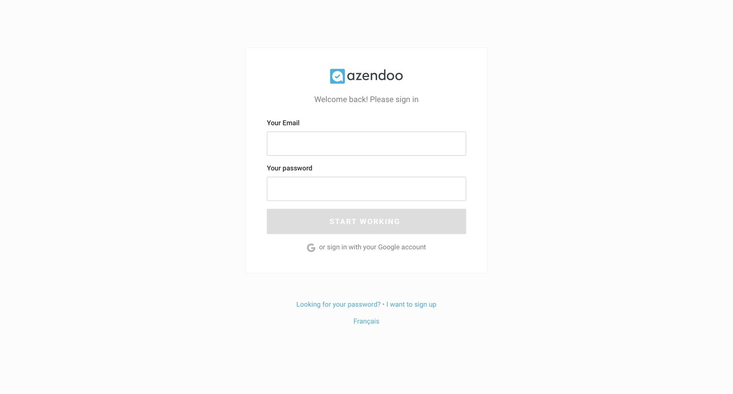 Azendoo - Sign in screen