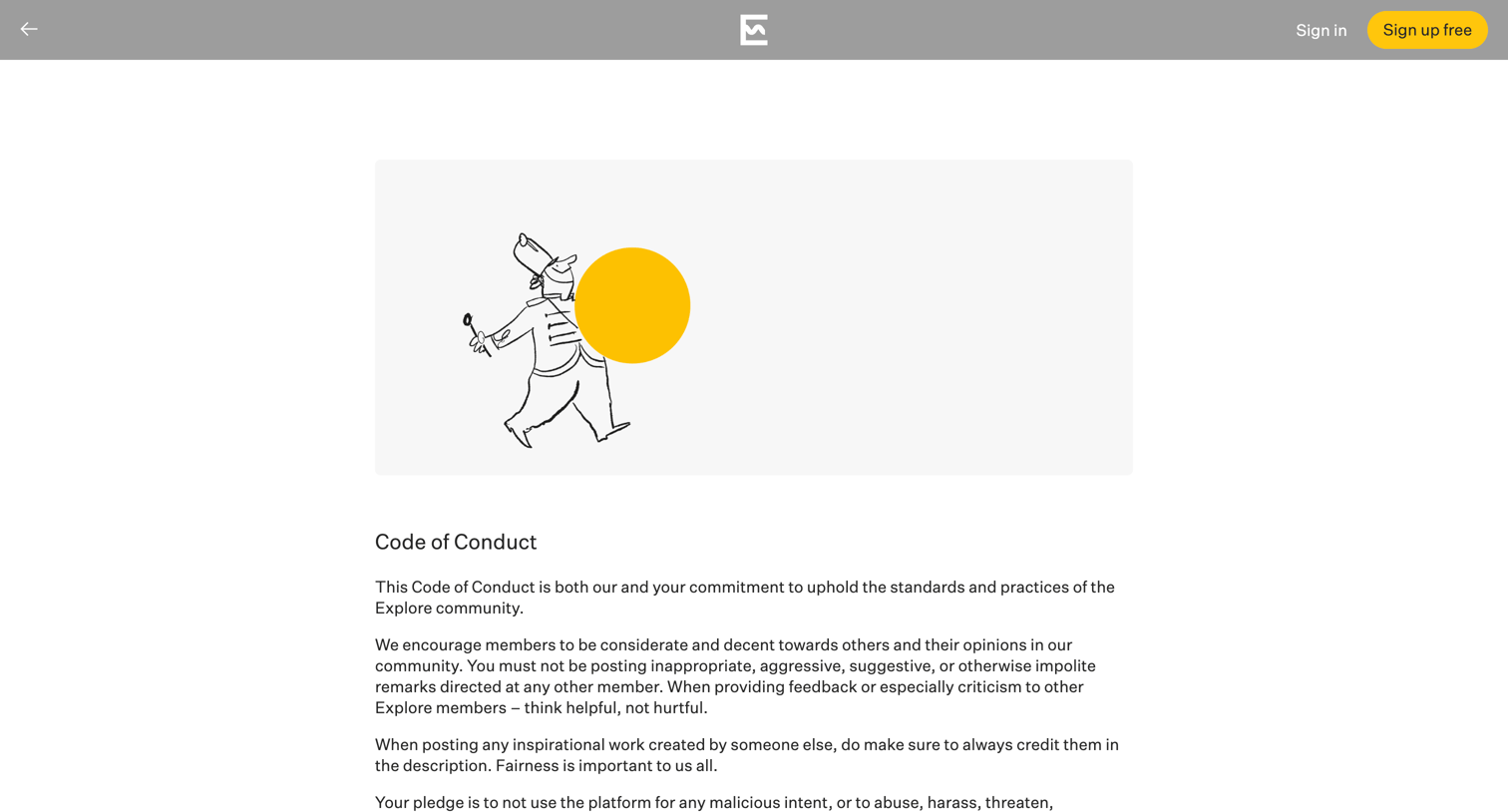 Explore - Code of Conduct - Explore screen