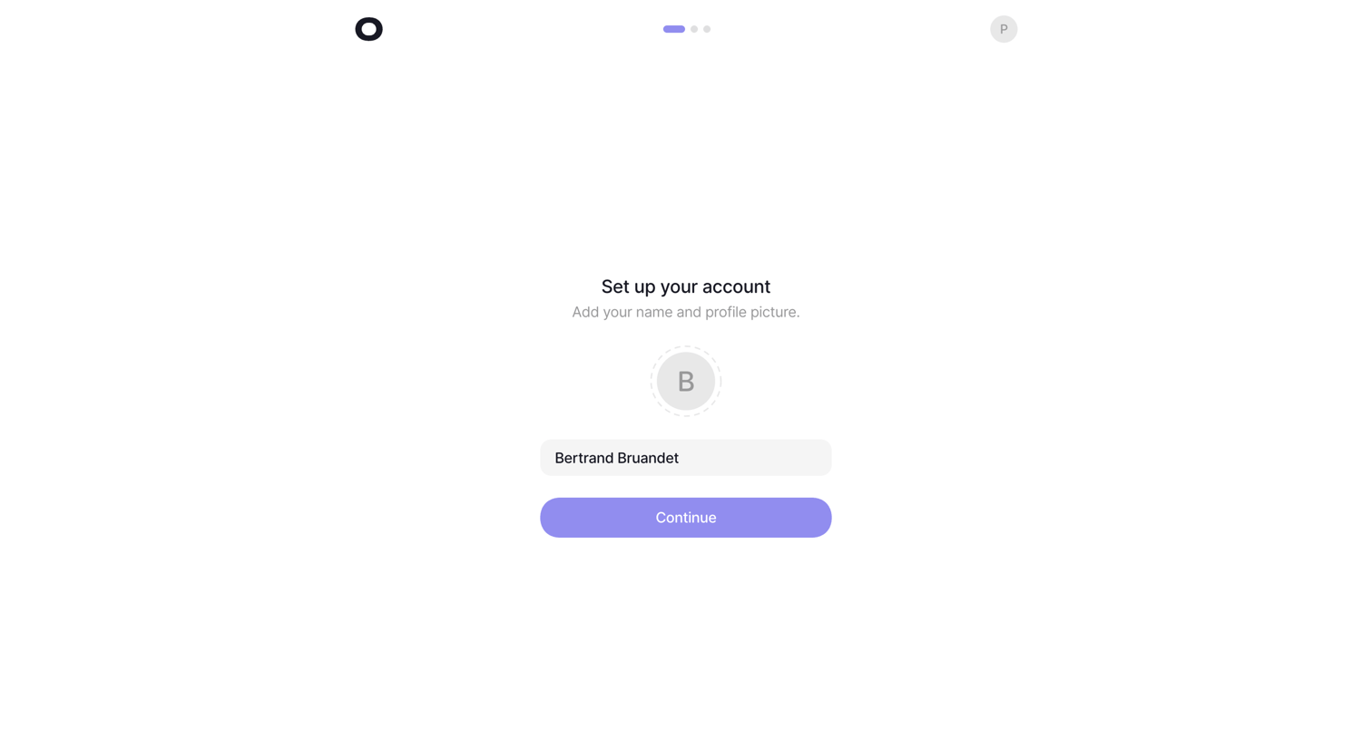 Visitors - visitors.now/onboarding/account screen