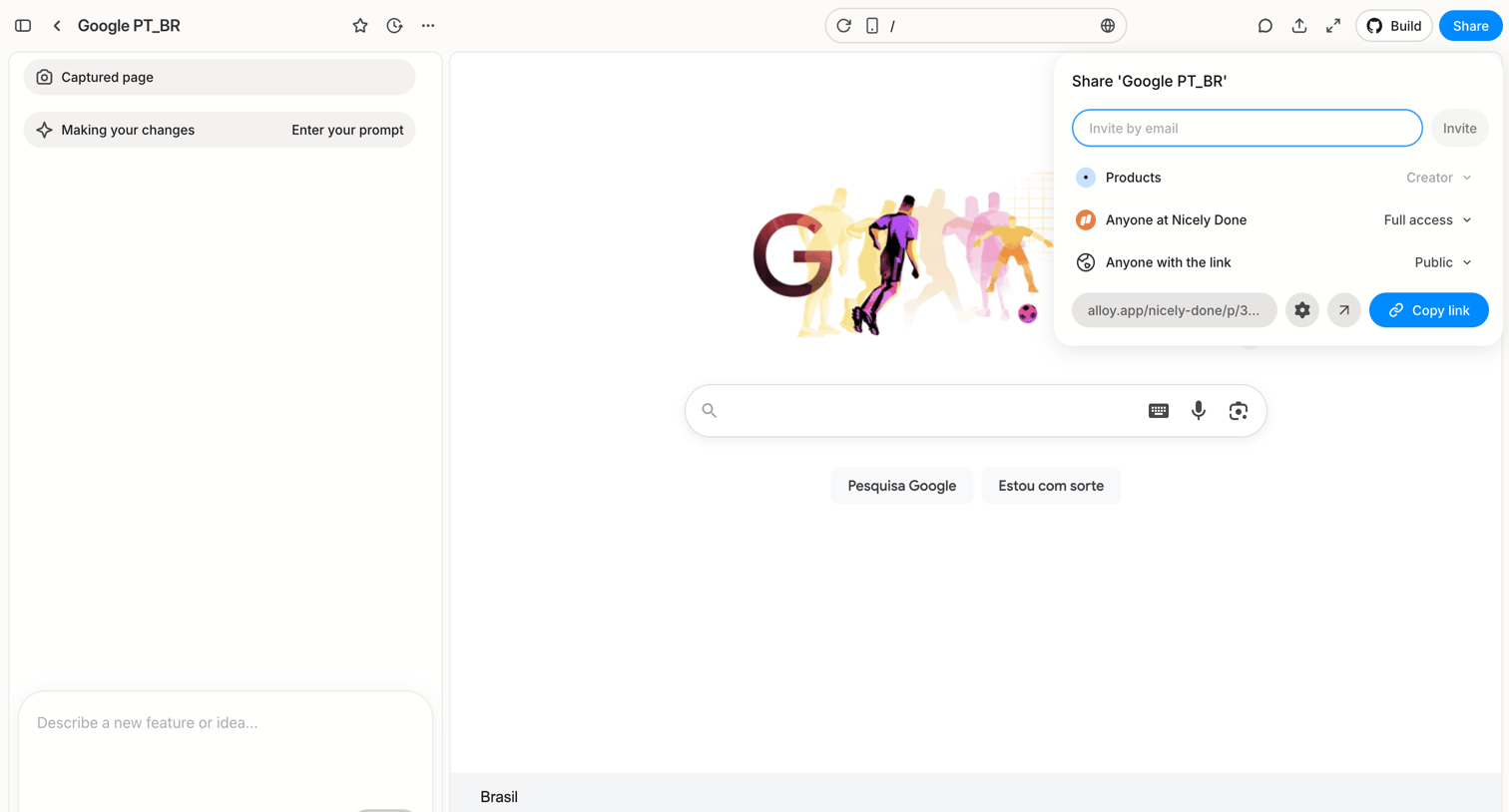 Alloy - Google PT_BR screen