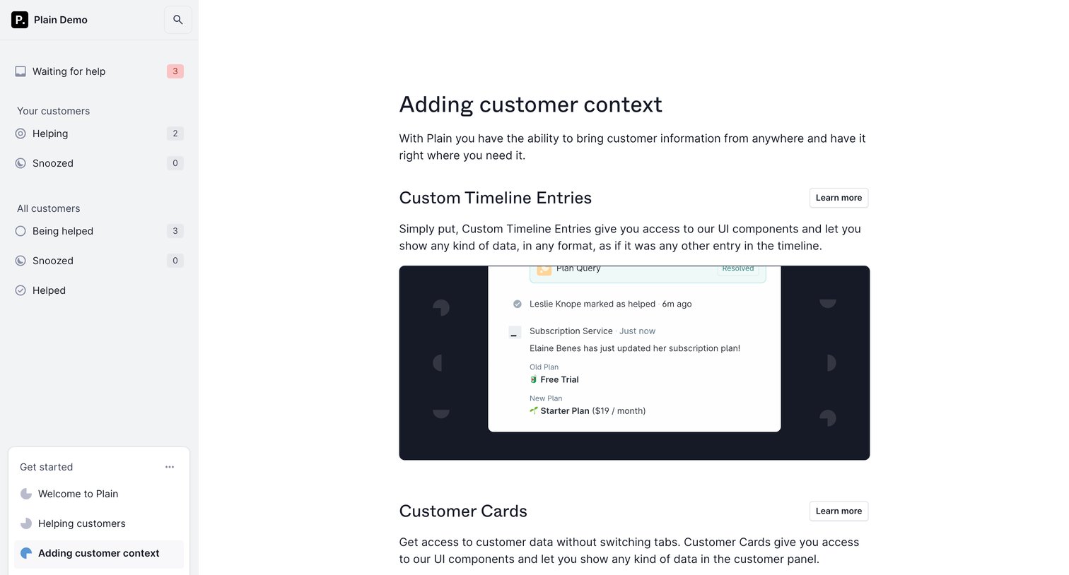Customer context - Plain from Plain