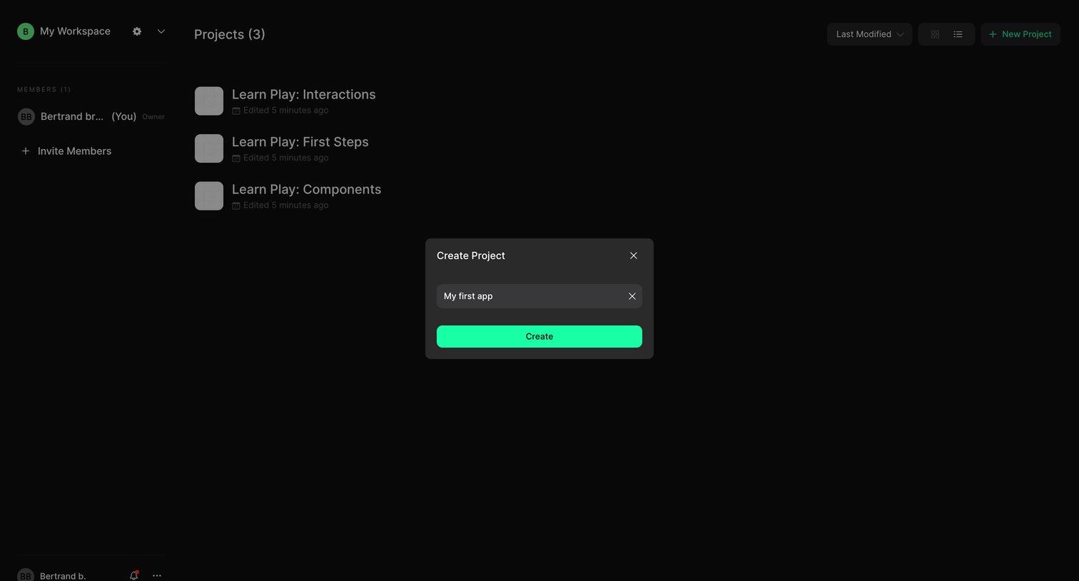 Play - My Workspace | Play screen