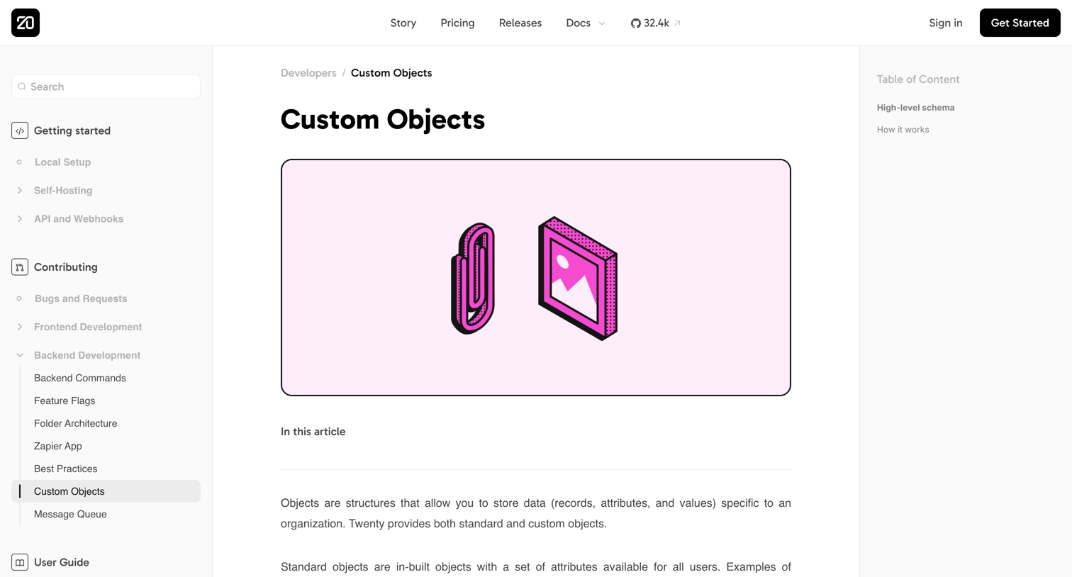 Twenty - Twenty - Custom Objects screen