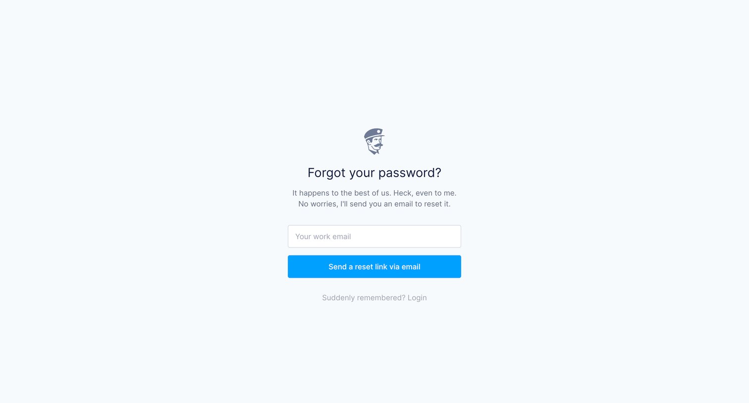 Fernand - Lost your password screen