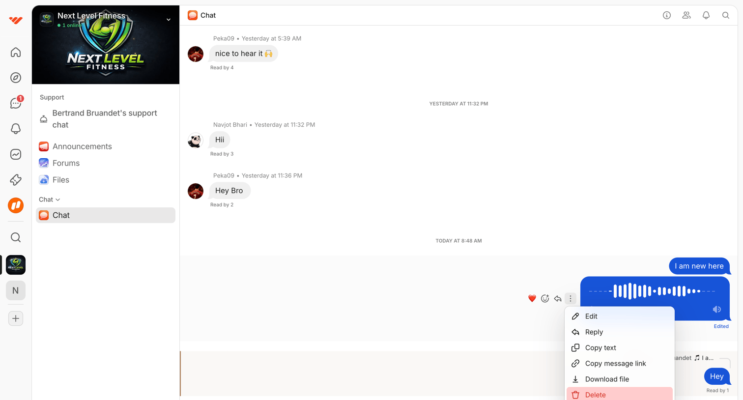 Whop - Chat | Next Level Fitness | Whop screen