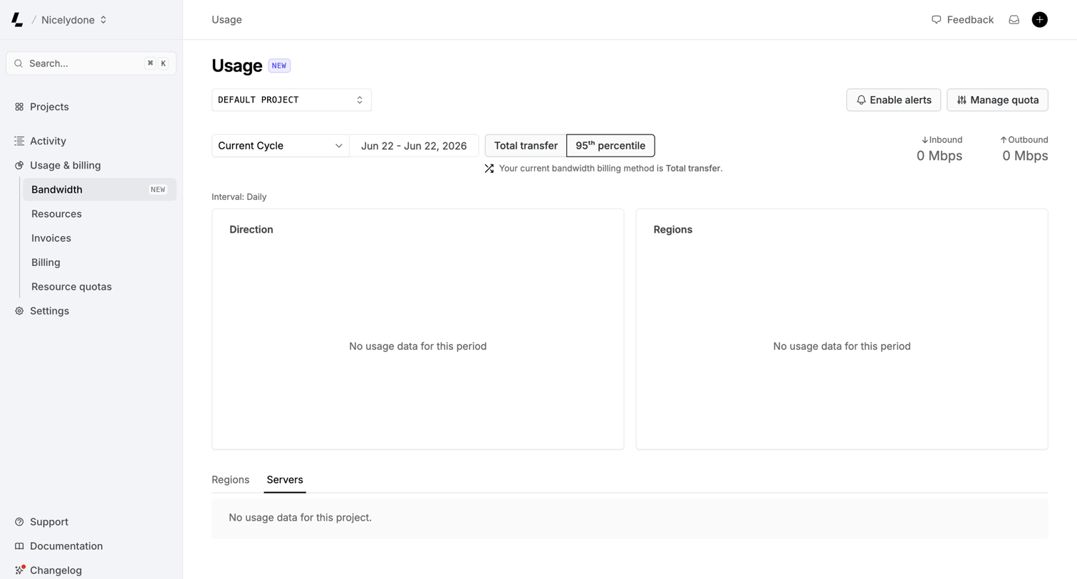 Latitude.sh - Usage – Dashboard - Latitude.sh screen