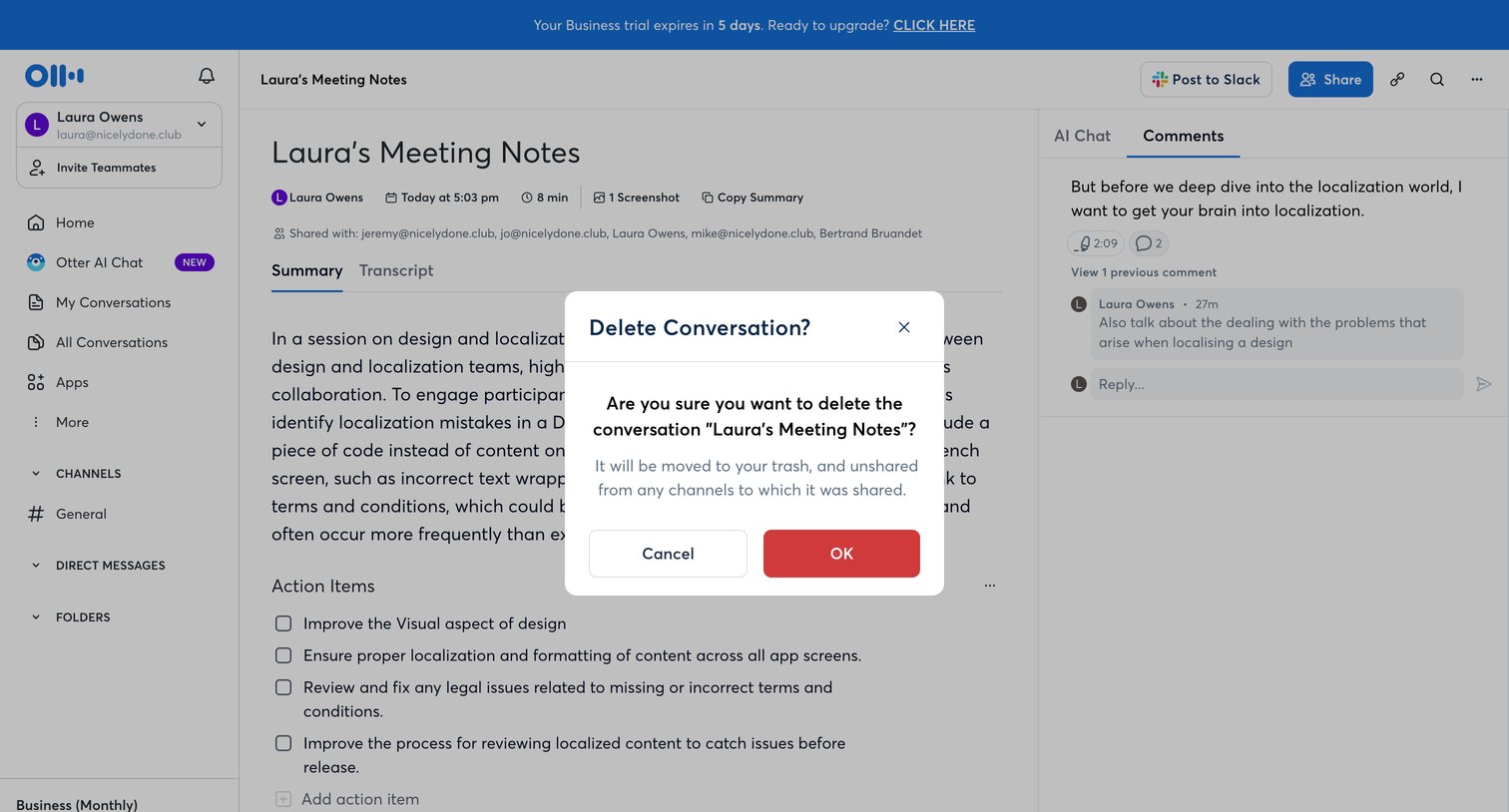Otter - Lauras Meeting Notes - Otter.ai screen