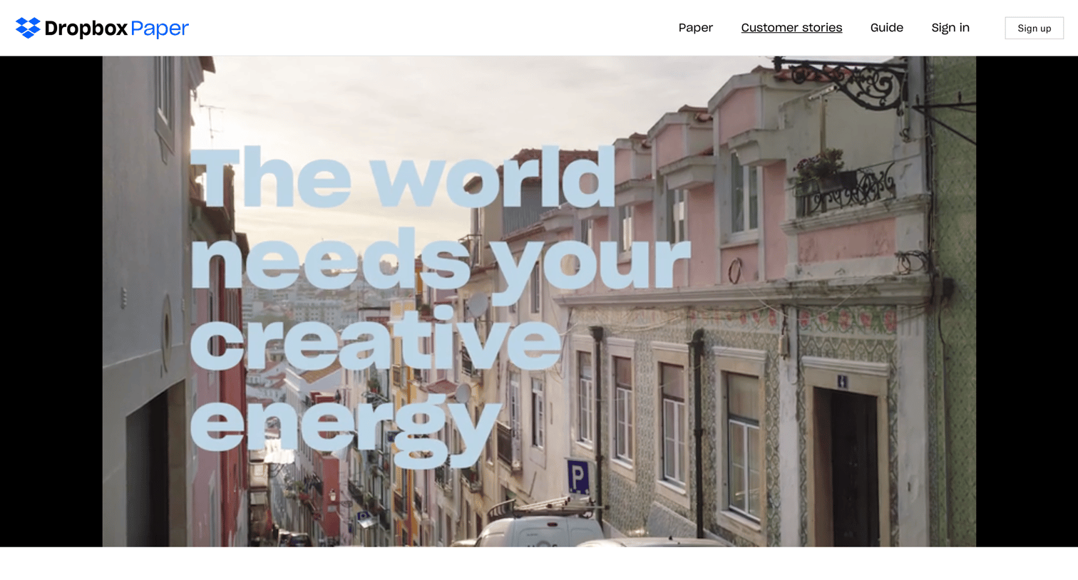 Dropbox paper - Customers - Dropbox screen