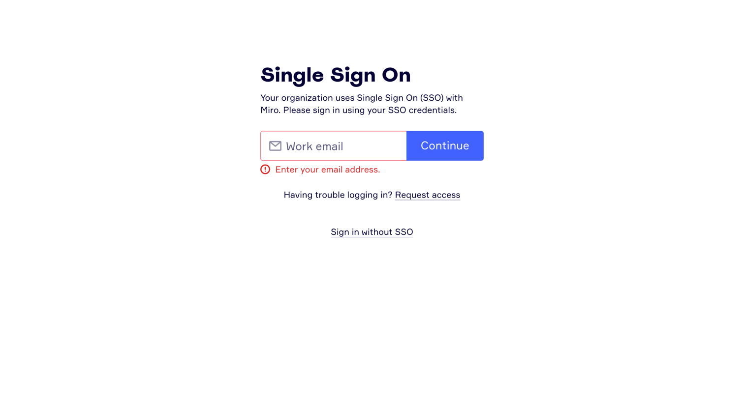 Miro - Single Sign On SSO Login | Miro screen
