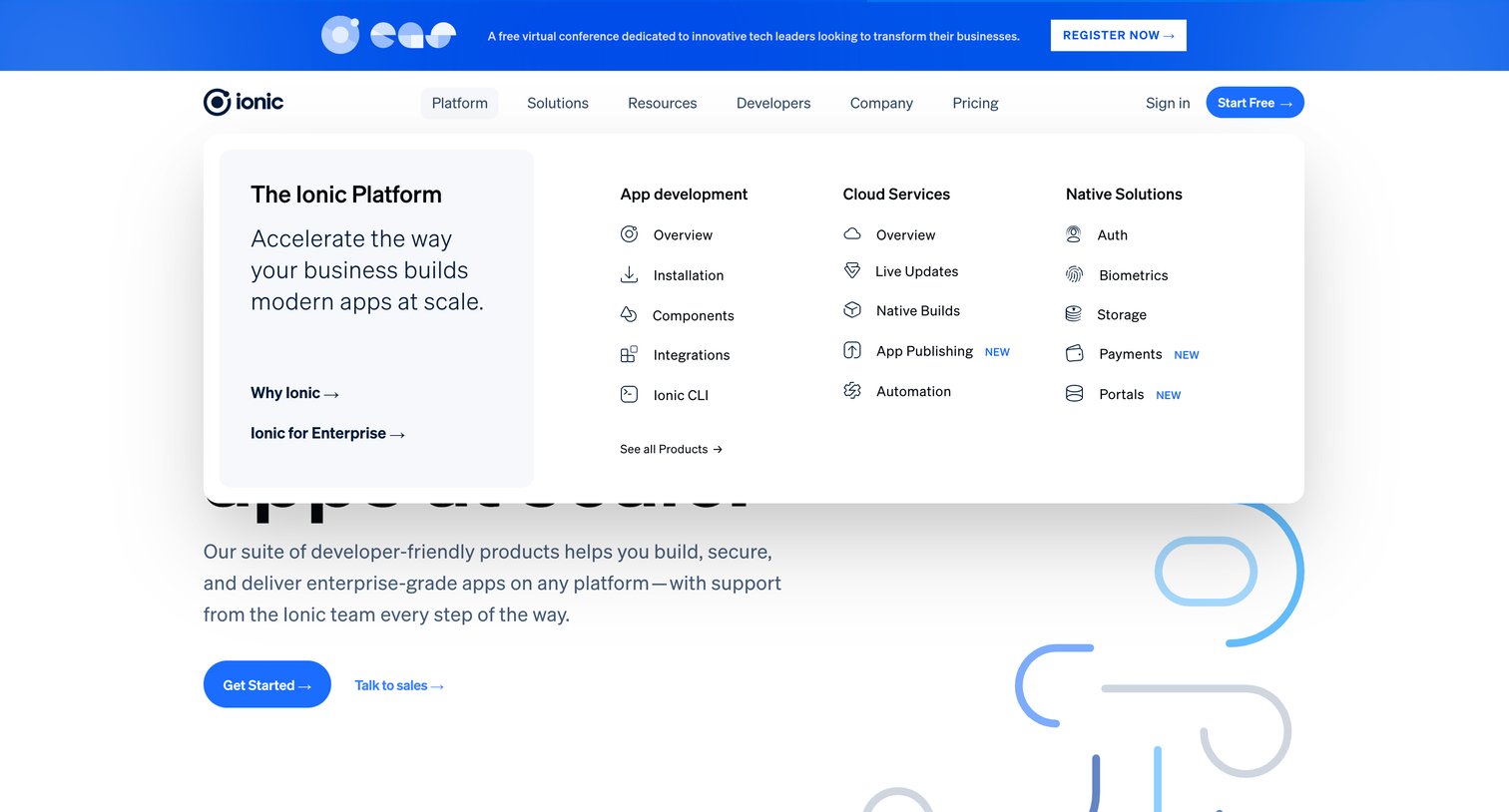 Ionic - Ionic - The Cross-Platform App Development Leader screen