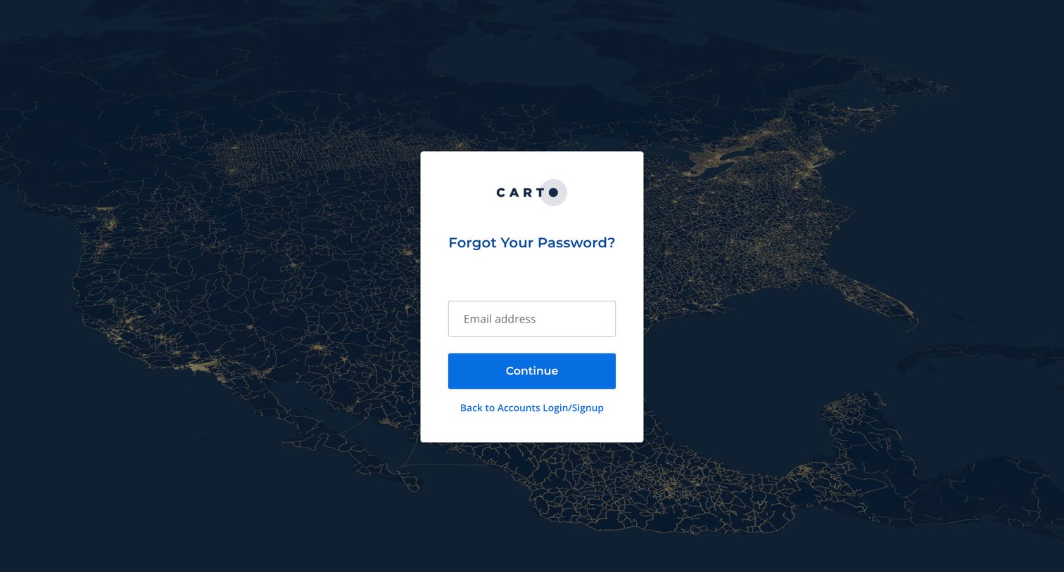 Carto - CARTO Accounts screen