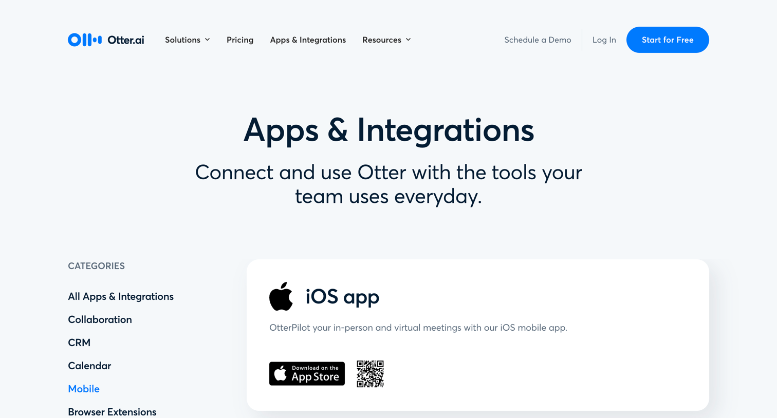 Otter - Otter.ai Integrations – Mobile Integrate with Your Favorite Tools screen