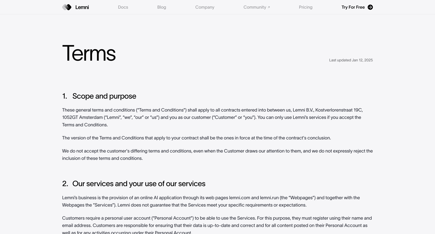 Lemni - Lemni · Terms screen