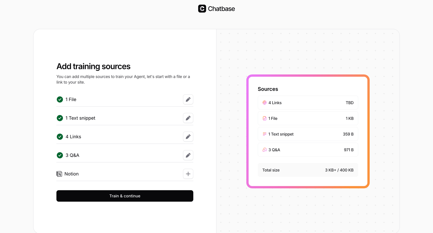 Chatbase - Create Agent - Chatbase screen