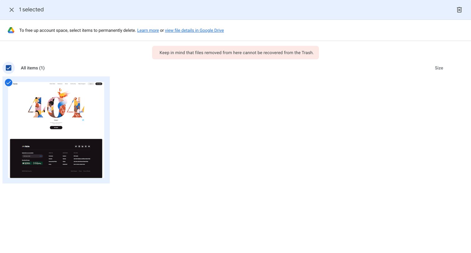 Google One - Google One Storage Management screen