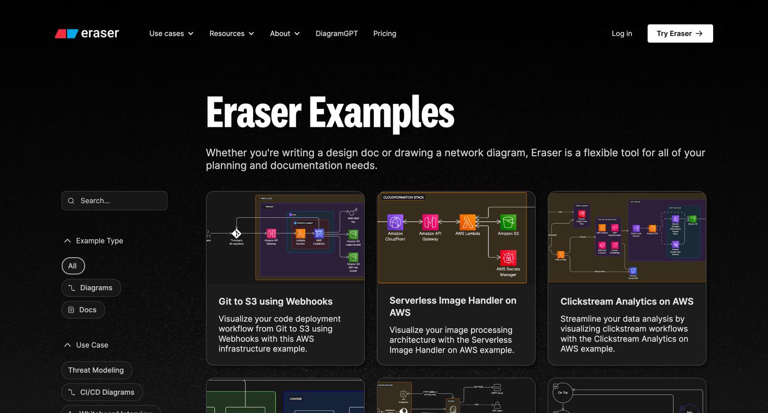Eraser - Examples screen