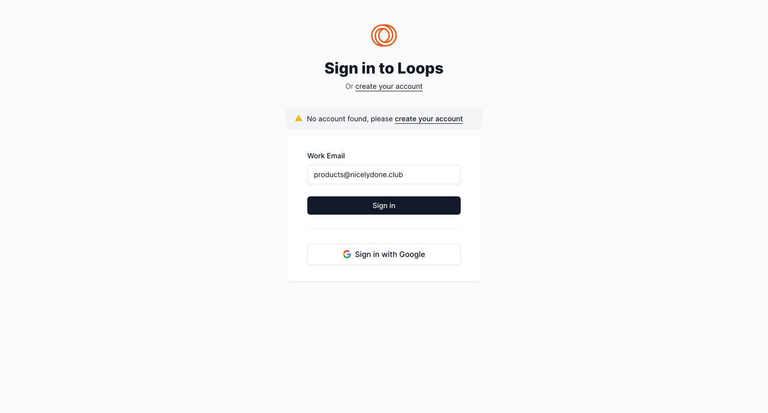 Loops screen
