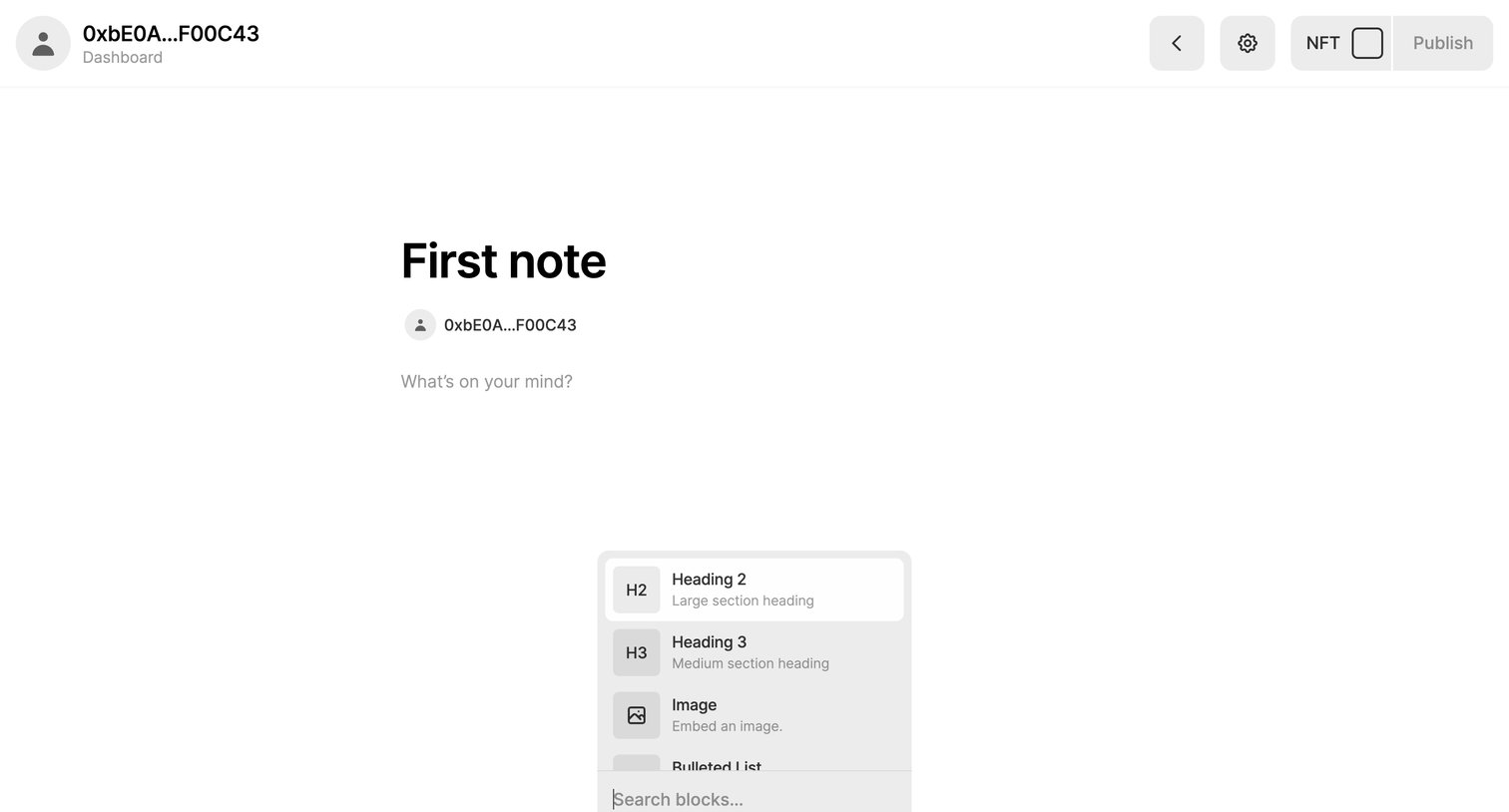 Mirror - Write – Dashboard – Mirror screen