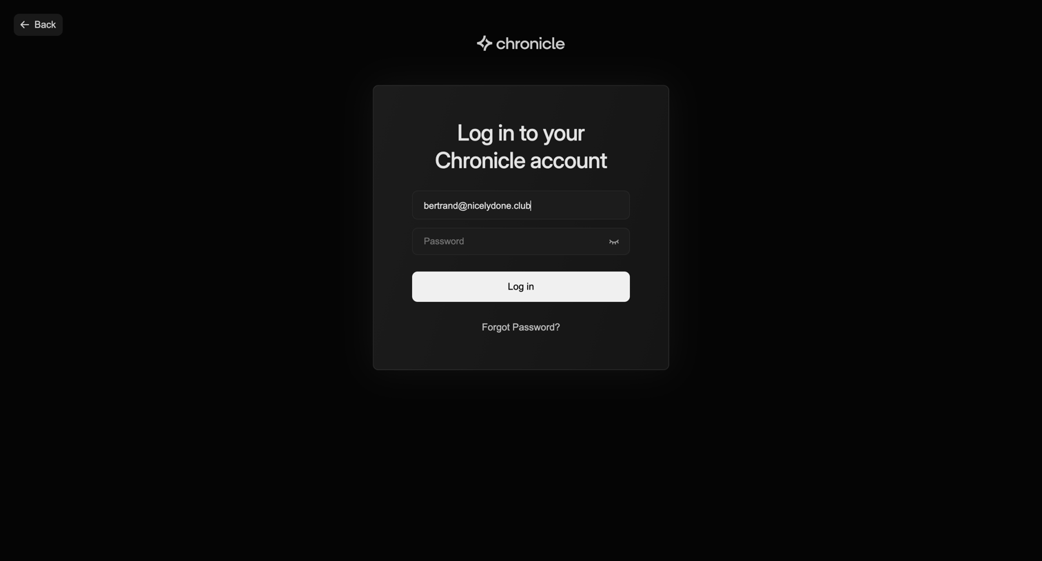 Chronicle - Sign In with Auth0 screen