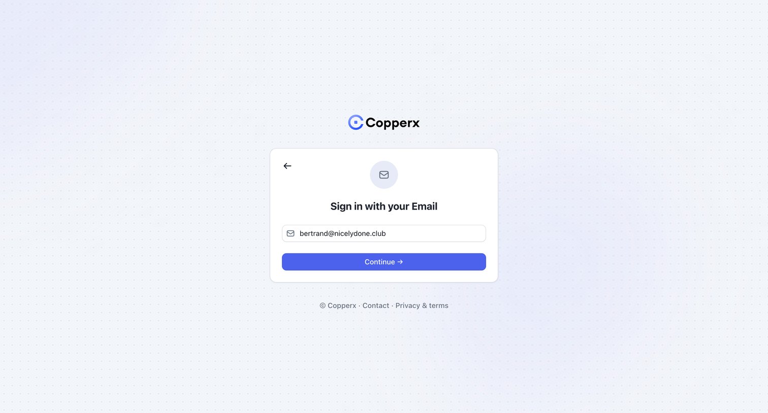 Copperx screen