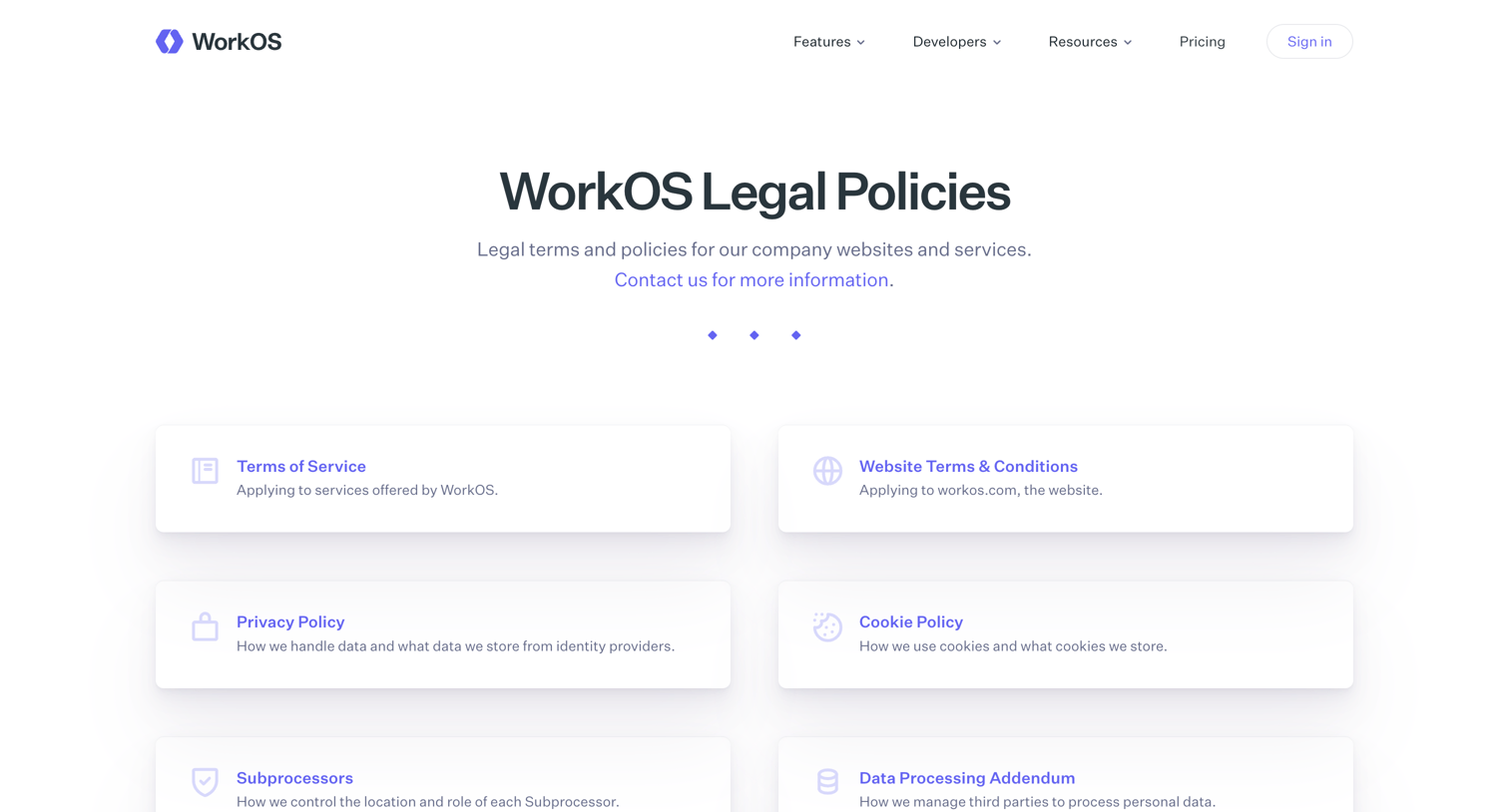 WorkOs - Legal Policies — WorkOS screen