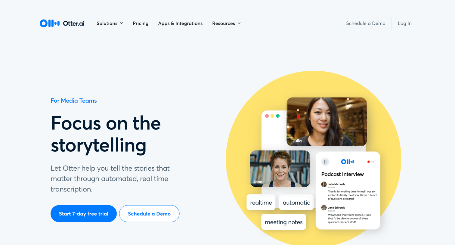 Otter - Transcribe Audio | Manage Content Production Otter.ai screen