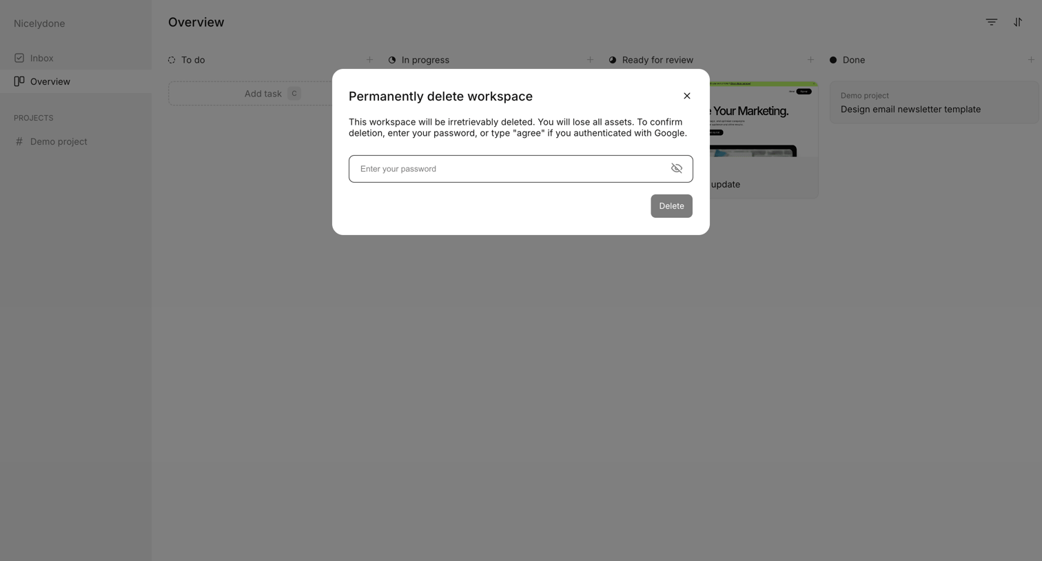 Workflow screen