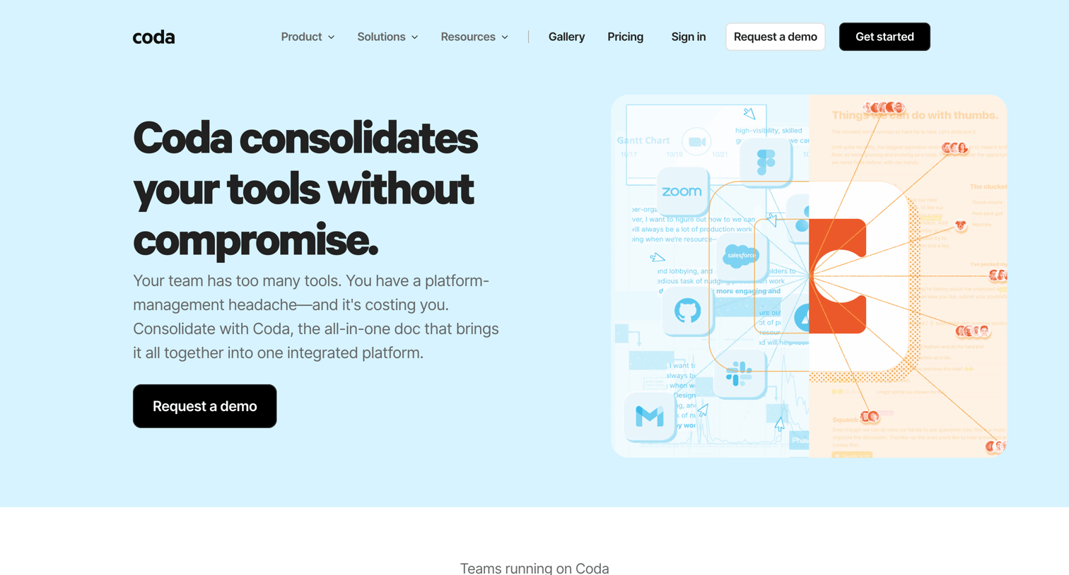 Coda - Consolidate tools to one platform, tool consolidation - Coda screen