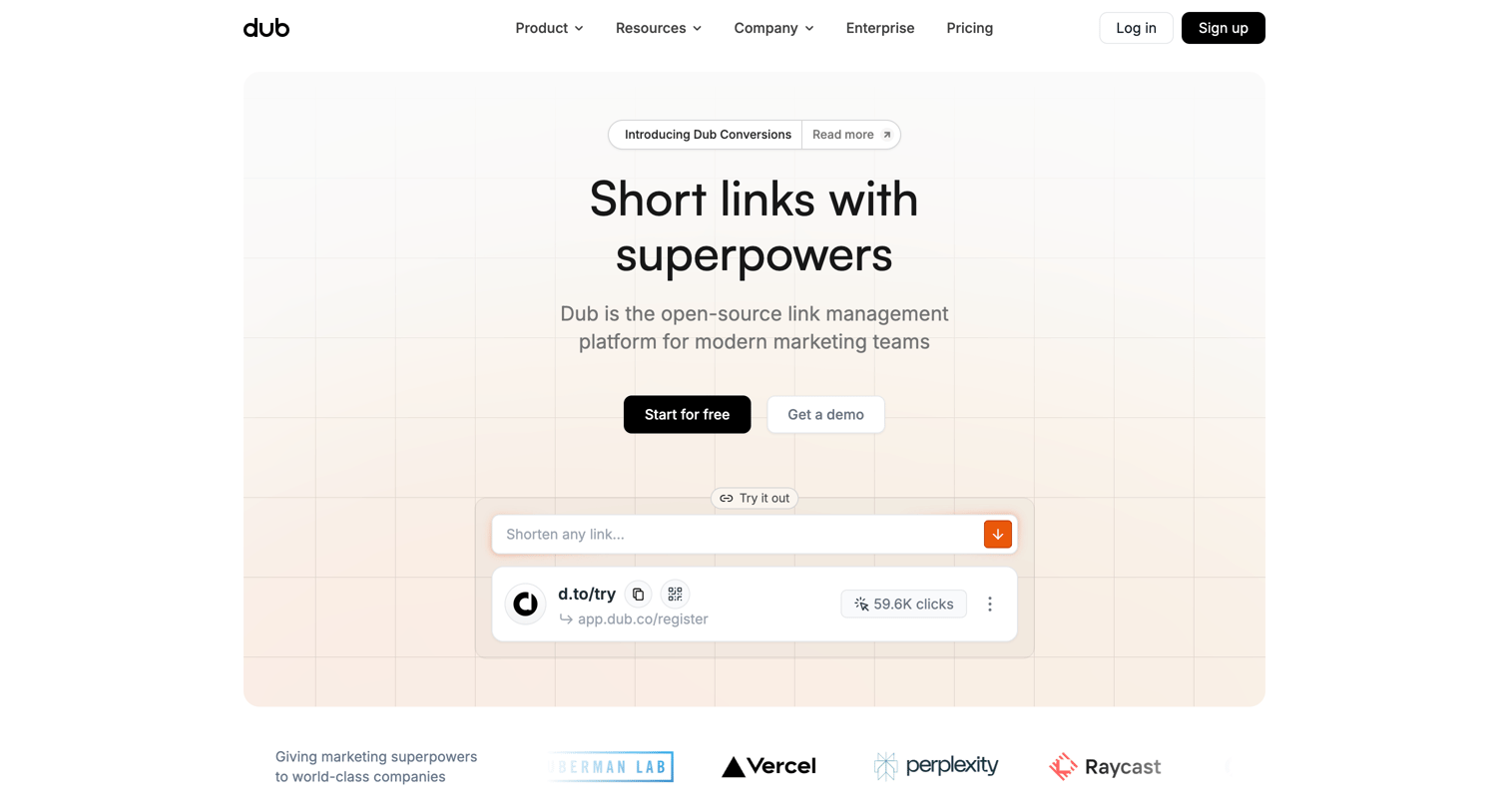 Dub - Dub.co - Link Management for Modern Marketing Teams screen