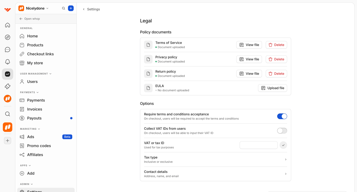 Whop - Dashboard | Whop screen