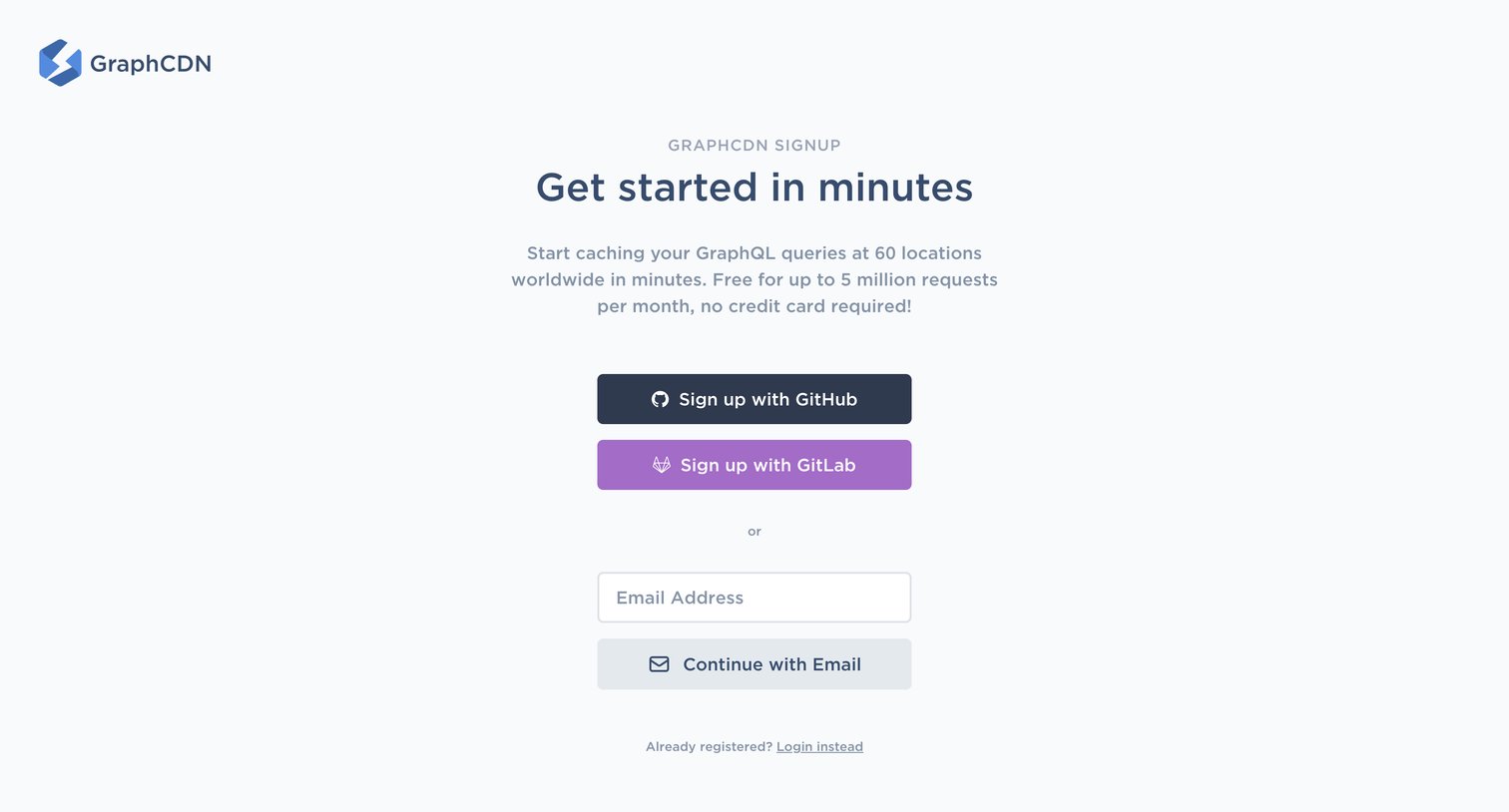 GraphCDN - Signup – GraphCDN screen