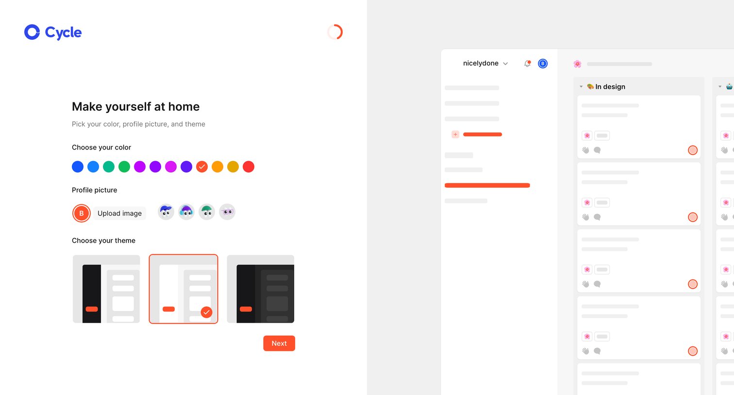 Cycle - Recent initiatives • nicelydone • Cycle screen