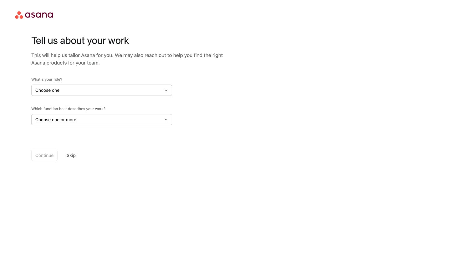 Asana - Set up your account - Asana screen