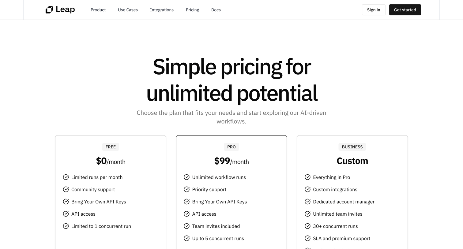Leap - Leap AI | Automate any workflow with AI screen