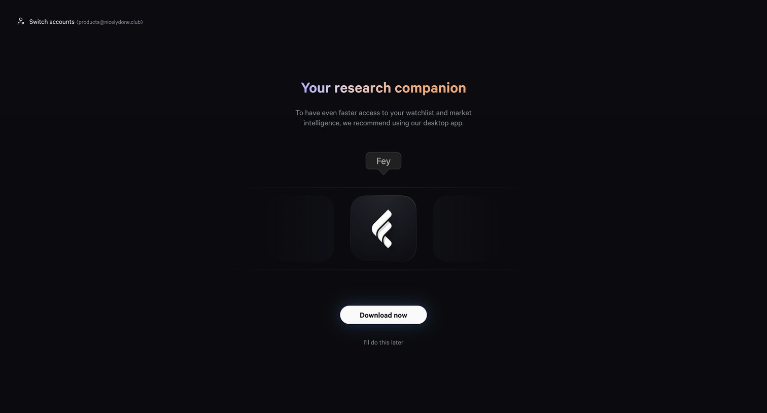 Fey - Onboarding | Plan screen