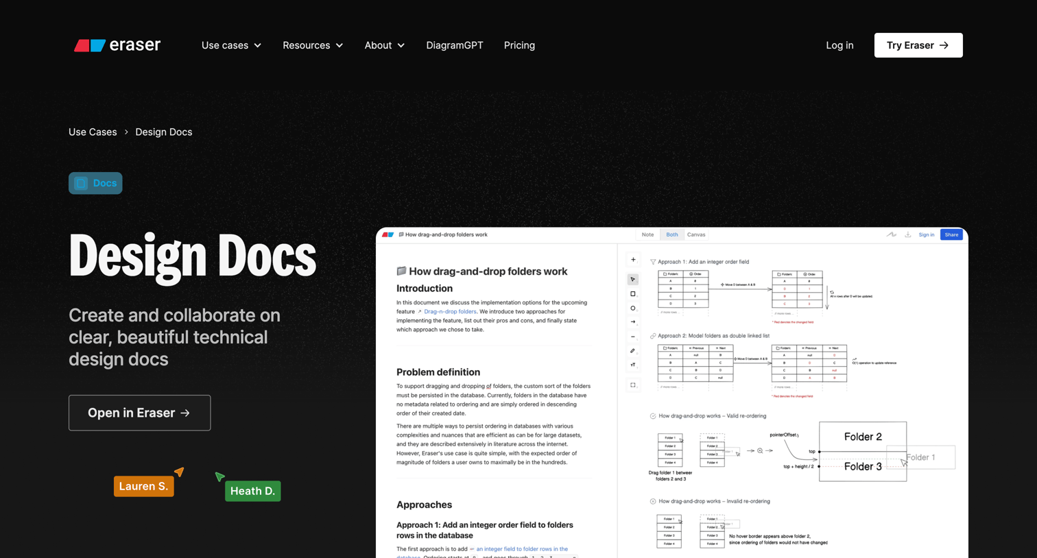 Eraser - Eraser Design Docs screen