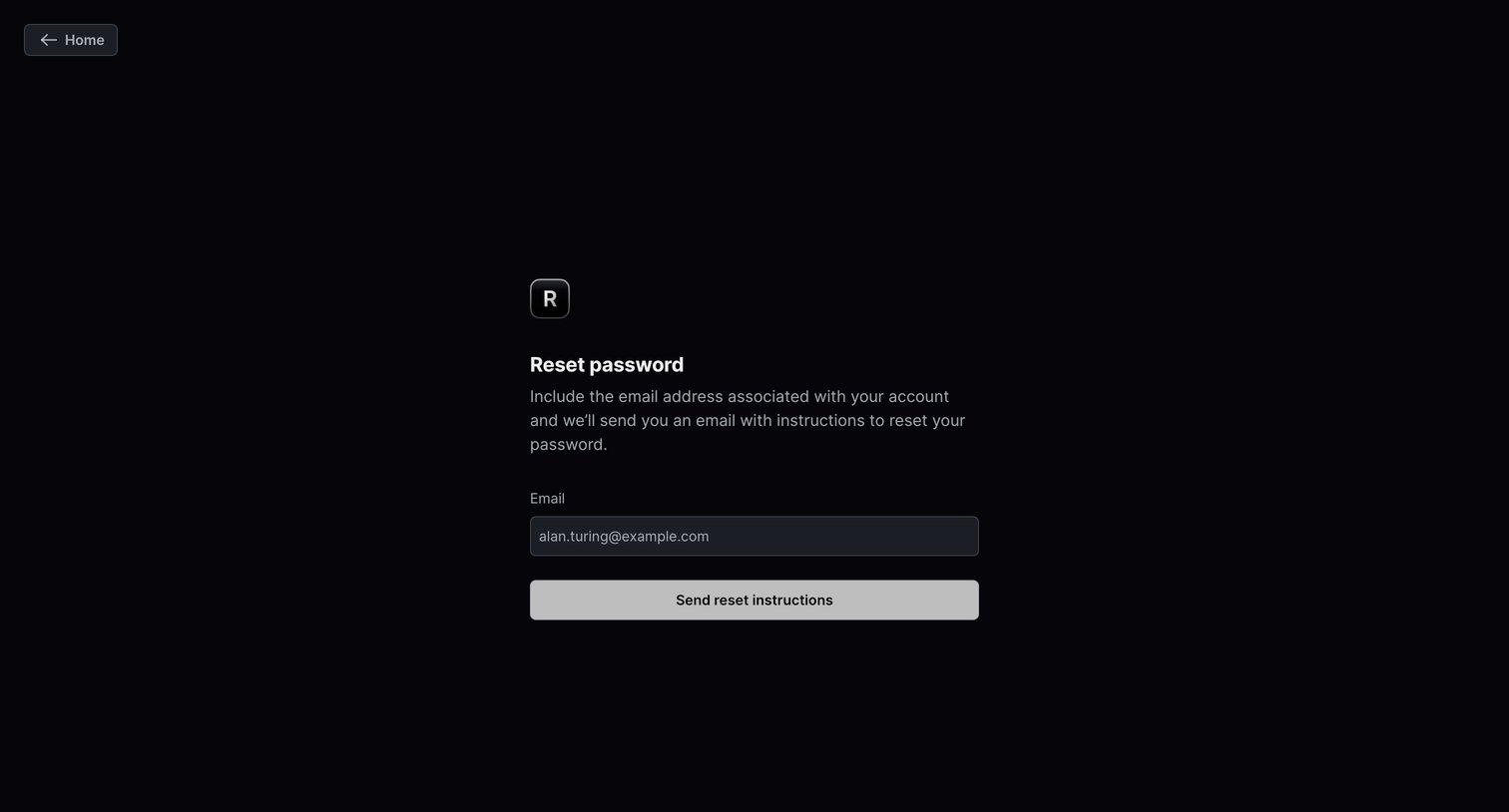 Resend - Reset password · Resend screen