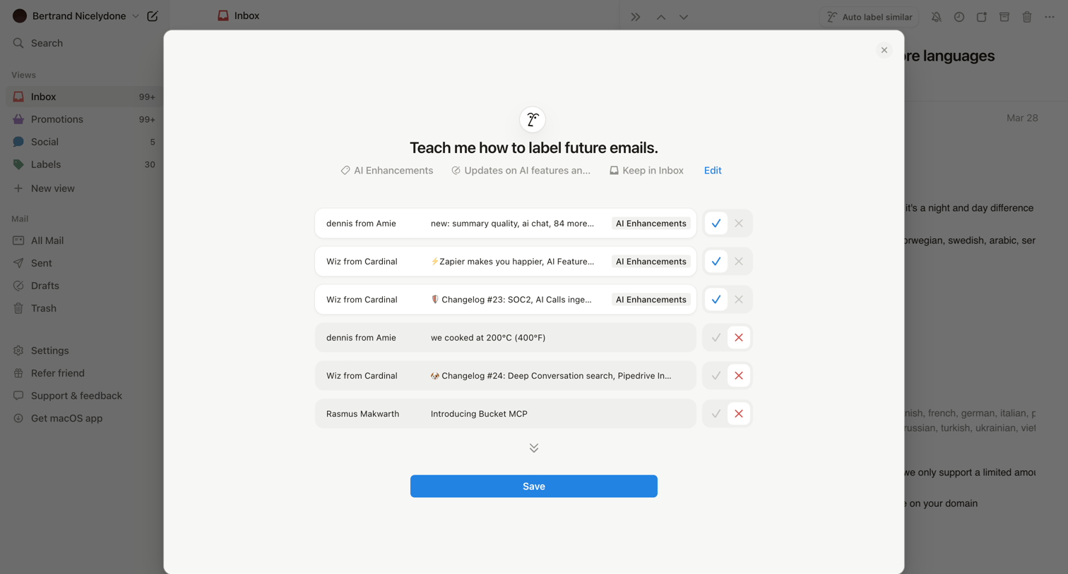 Notion Mail - 99+ • Inbox • nicelydoneproducts@gmail.com • Notion Mail screen