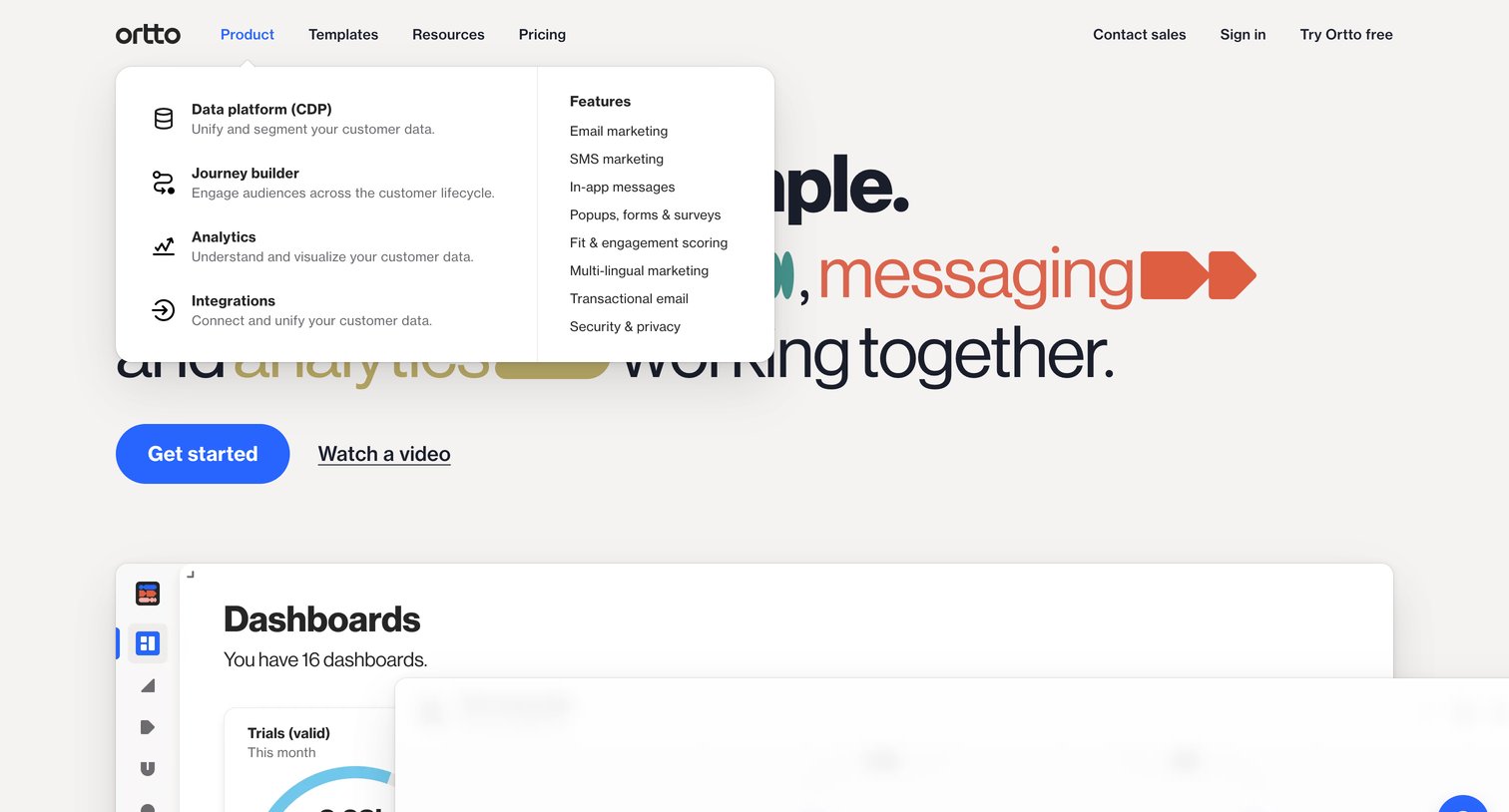 Ortto - Ortto Customer Data, Messaging | Analytics Working Together screen