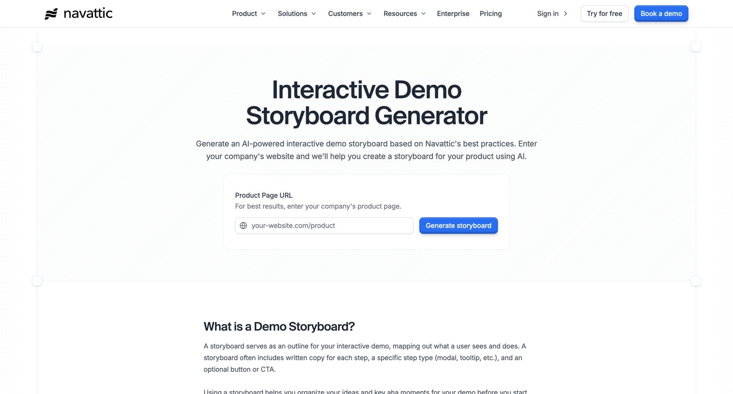 Navattic - AI Storyboard Generator Navattic screen