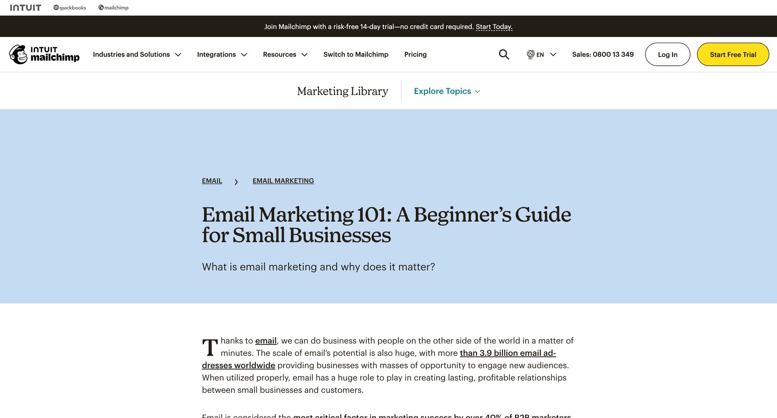 Mailchimp - Email Marketing for Small Business Guide Mailchimp screen