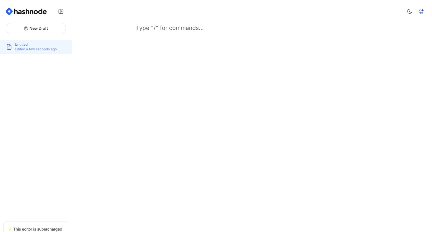 Hashnode - Free AI-powered Markdown WYSIWYG editor — Hashnode screen