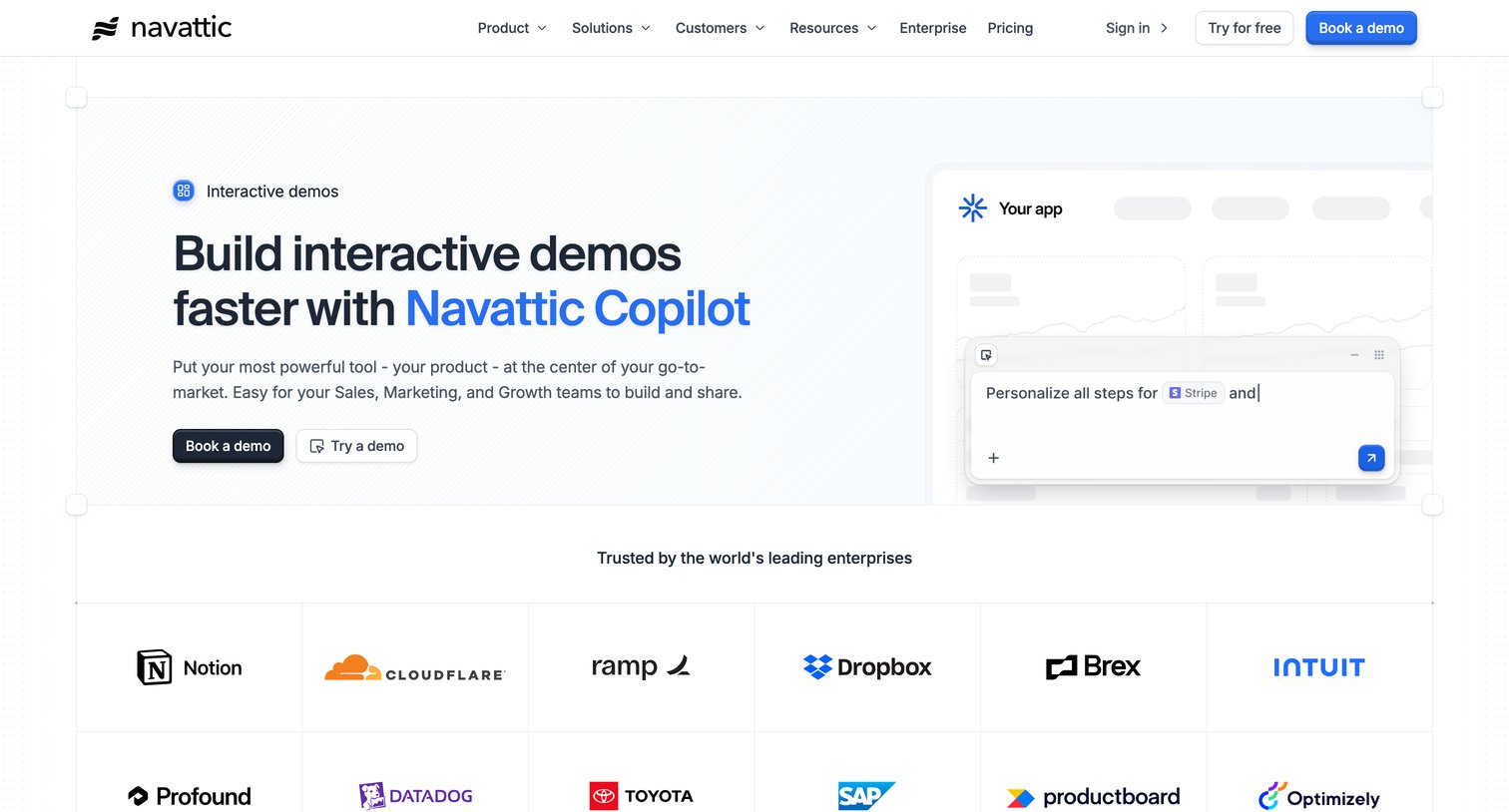 Navattic - Navattic Interactive Demos AI Product Demo Software screen