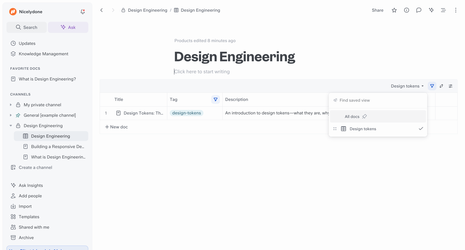 Slite - Design Engineering screen