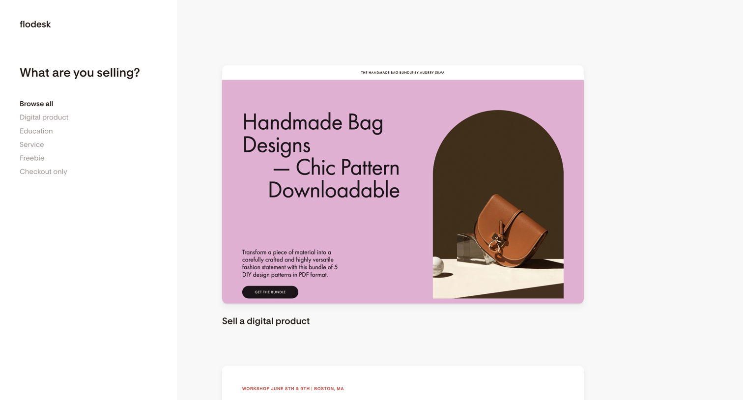 Flodesk - Checkout templates | Flodesk screen