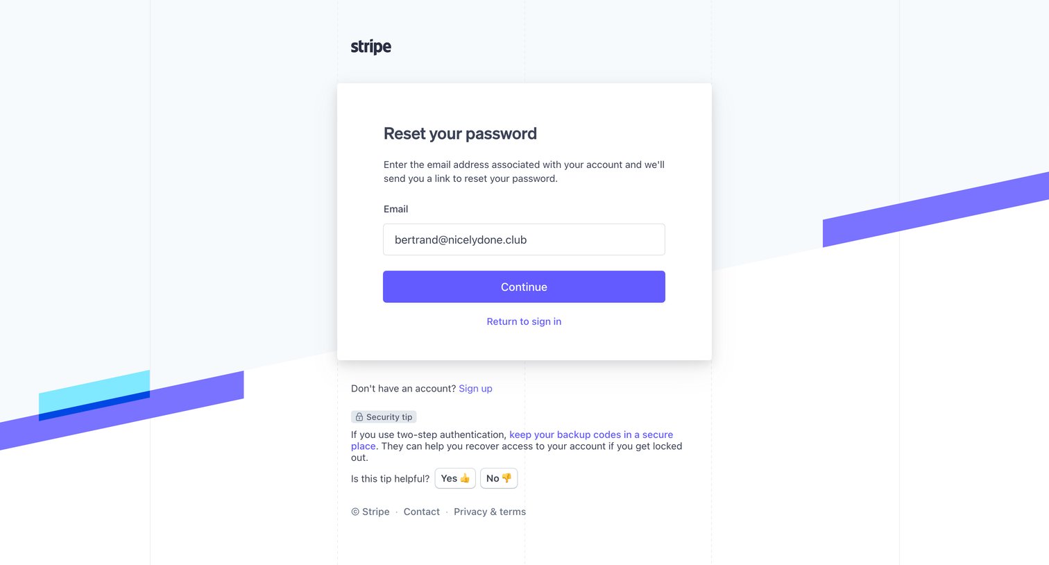 Stripe - Stripe Login | Sign in to the Stripe Dashboard screen